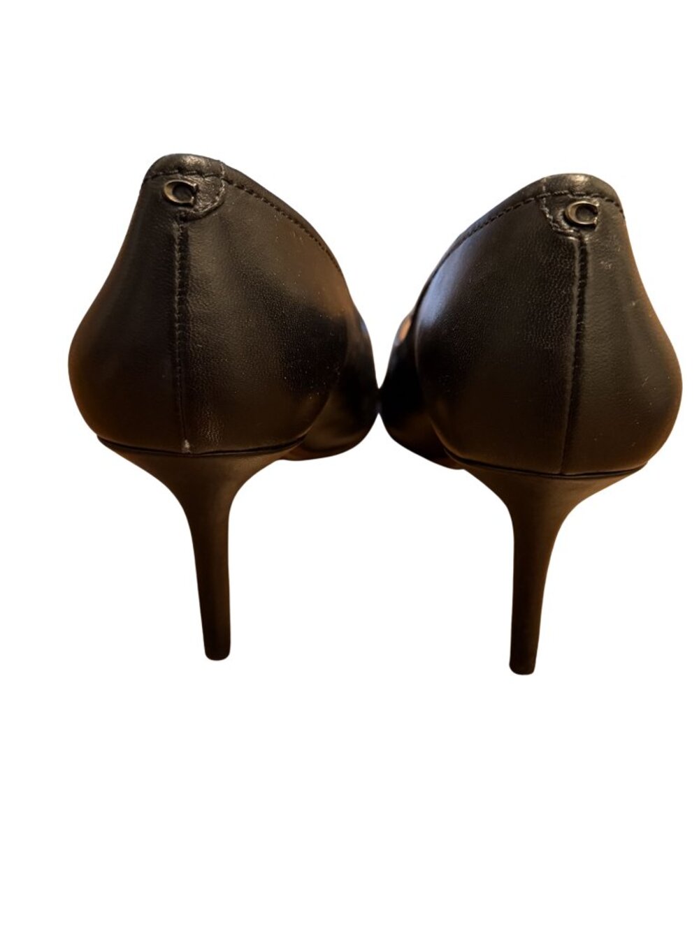 Coach Waverly Black Pointed Toe Stiletto Heels Pumps Classic Leather Size 9 - Picture 6 of 9